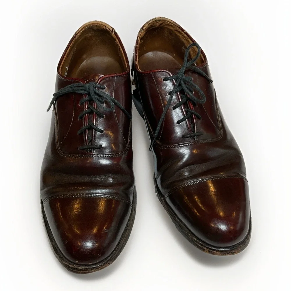 Walk-Over Cap Toe Oxfords Men's Size 8.5D Burgundy Made In USA Model 8042E